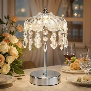 Crystal Lamp 3 Modes Vintage Lamp Cordless Lamps,3600mAh Rechargeable Lamps Flower Lamps,Room Decor for Teen Girls,Aesthetic lamp Bedroom Kitchen Bathroom