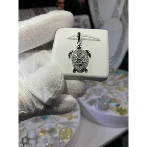Sterling Silver Moissanite Sea Turtle Pendant
