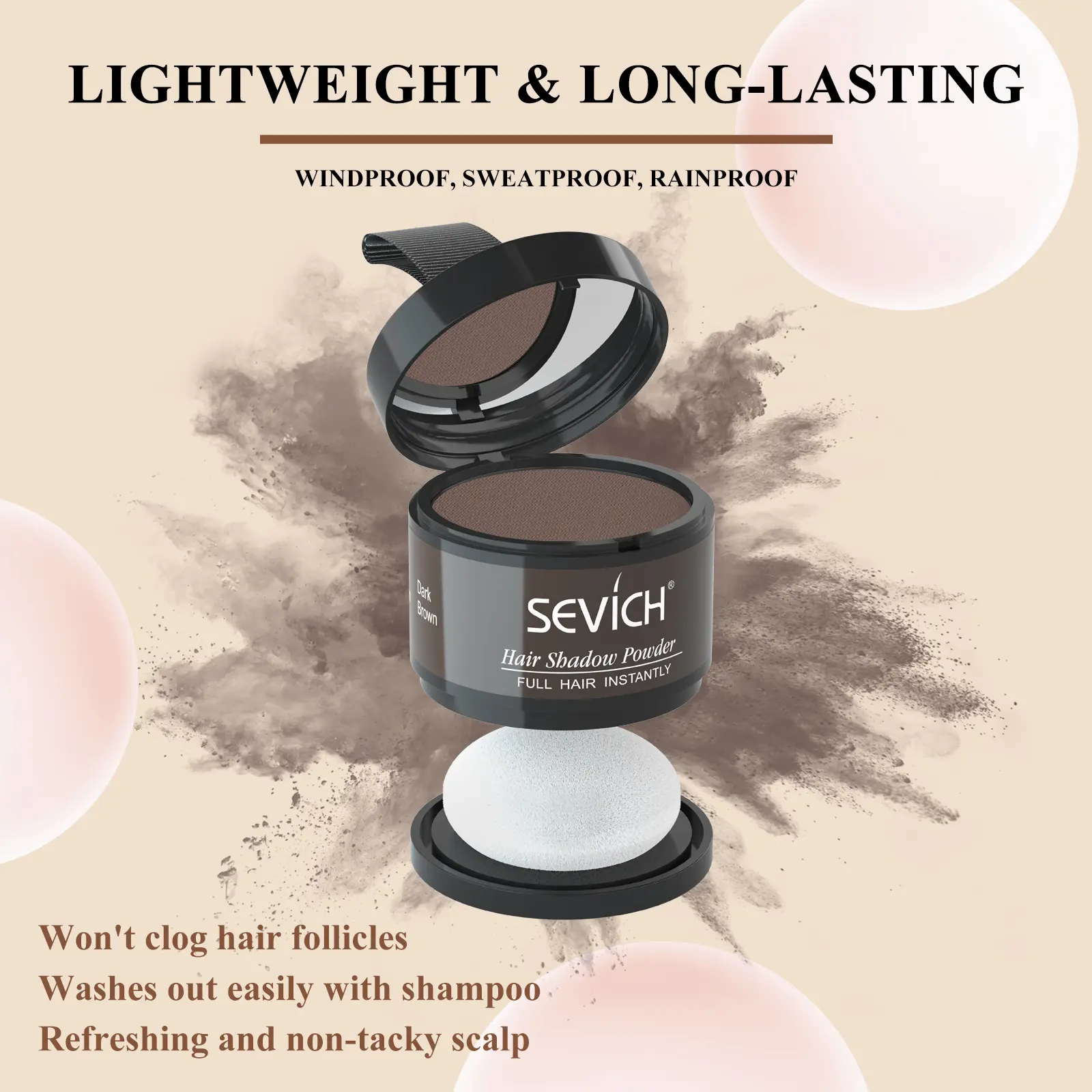 SEVICH Hairline Powder 4g- Root Touch Up Hair Color for Gray Coverage-Thickening & Concealing for Women & Men-48 Hour Stain-Proof,Trending on TikTok,Haircare