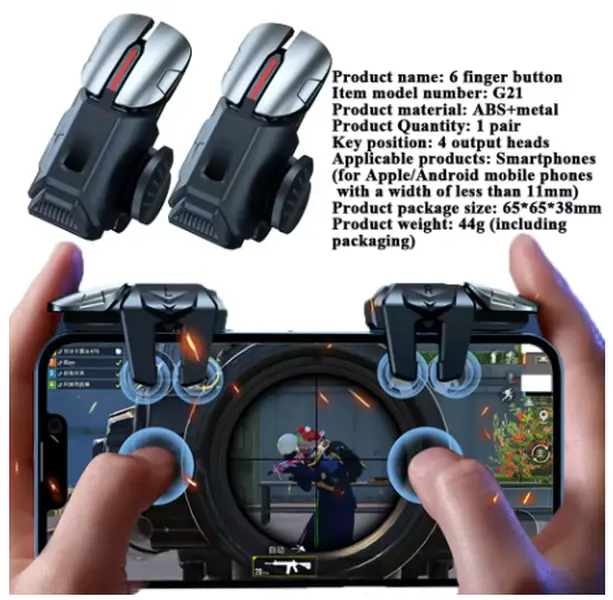 Alloy Metal Handheld Portable PUBG Mobile Trigger, L1 R1 Cell Phone Gamepad Controller, Android/iOS Compatible Gaming Accessory, Fits 4-7" Cellphones