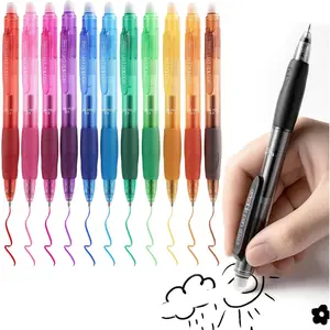 Erasable Gel Pens, Retractable Sketching Drawing Colored Pens Set of 12 Assorted-Color, Clicker Multicolor Pen Fine Point (0.5mm) for Writing Planners Note Taking Color-coding Creative Tasks