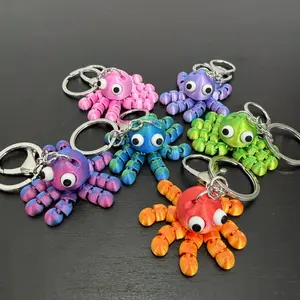 1pcs 3D Printed Cute Octopus, Octopus Keychain, Key Ring, Keychain - Octopus Model Figurine with Movable Joints - Outdoor Display - Gift Exchange - Valentine's Day, Christmas, Halloween, Easter Gift