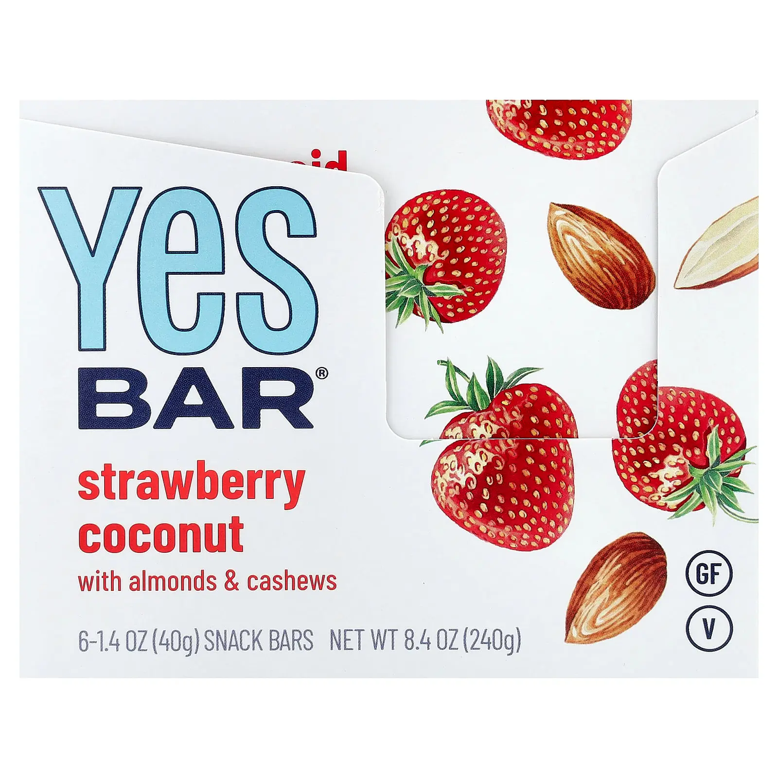 Yes Bar Snack Bar, Strawberry Coconut With Almonds & Cashews, 6 Bars, 1.4 oz (40 g) Each