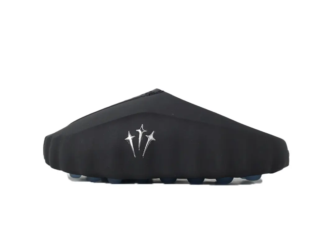 Bold Black Thick Sole Closed Toe Mule Slides, Textured Breathable Upper, Soft Light EVA, Unisex Shower & Beach Clog Slippers