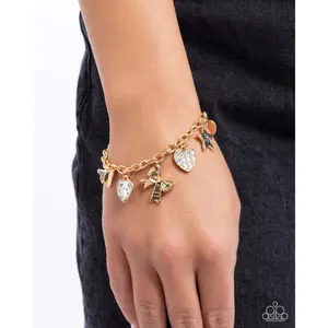 Cheerleading Camp - Gold Paparazzi Team Bracelet