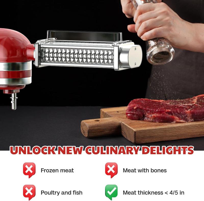 KitchenAid Meat Tenderizer Attachment for KitchenAid Mixer Stainless Steel Gears Effortless Tenderizing Utensils Perfect Results