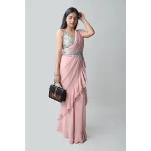 Frilly Saree with Embellished Blouse