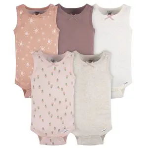 5-Pack Baby Girls Sleeveless Onesies® Bodysuits