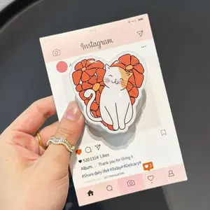 Kawaii Cat Phone Grip, Cartoon Kitty Phone Holder, Aesthetic Animal Phone Stand, Cute Cat Phone Accessory, Gift for Cat Lovers, Kawaii Phone Grip