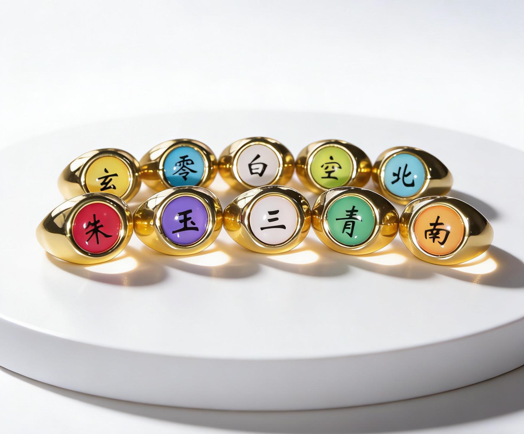 Naruto Akatsuki Rings Set 10Pcs Anime Cosplay Rings with Necklace Chain 2-in-1 Wearable Jewelry Gift for Naruto Fans