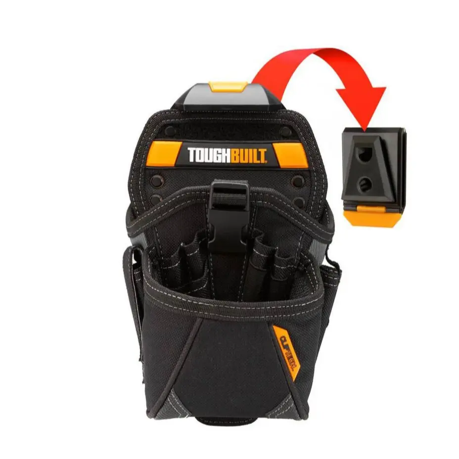 1pc Toughbuilt Drill Holster Tool Pouch with ClipTech Hub, Detachable Tool Pouches, Professional Construction, 15 Pockets & Loops, Convenient Tool Pockets, Drill Bit Storage, Belt Clip System, Compatible with Tool Belts TB-CT-20-LX