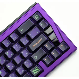 151-Key PBT Plastic Manga Theme Keycaps, Durable Cherry Profile Dye-Sub Purple and Green Keycaps with Crisp Legends, Japanese Characters and ANSI Layout for Mechanical Keyboards