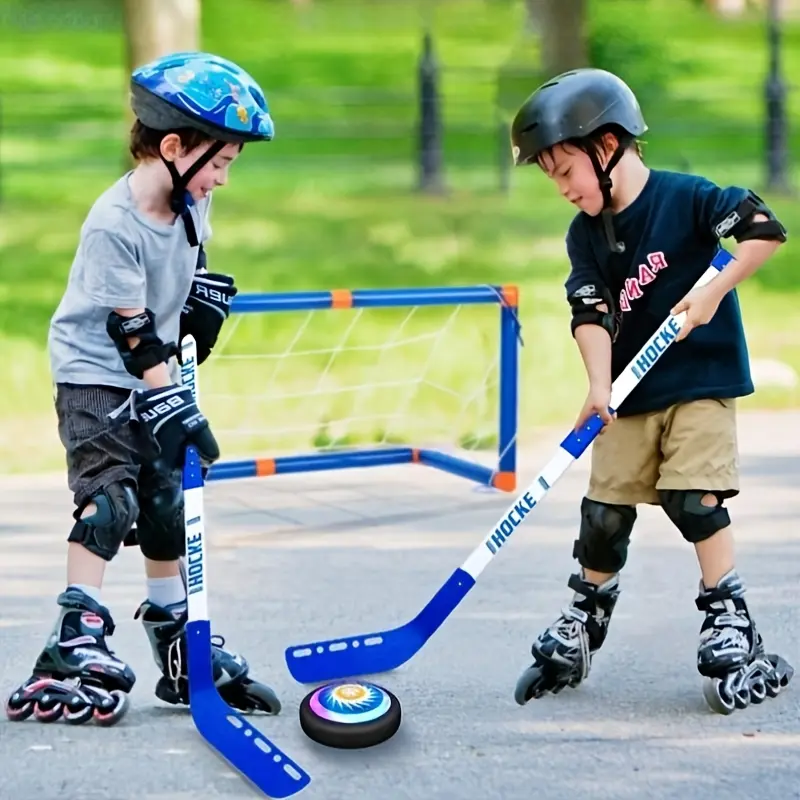 Floating Soccer Hockey Ball Toy Set with LED Light & Foam Bumpers, Indoor Outdoor Active Game Toy for Boys Girls