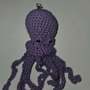 Hand Crocheted Purple Octopus Keychain - Unique Amigurumi Design for Bags & Keys