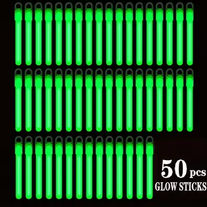 50 Ultra-Bright Fluorescent Sticks (4 Inch Straight), 9 Hour Long Lasting Glow, Ideal for Camping, Outdoor, Parties, Weddings, 6 Colors Available