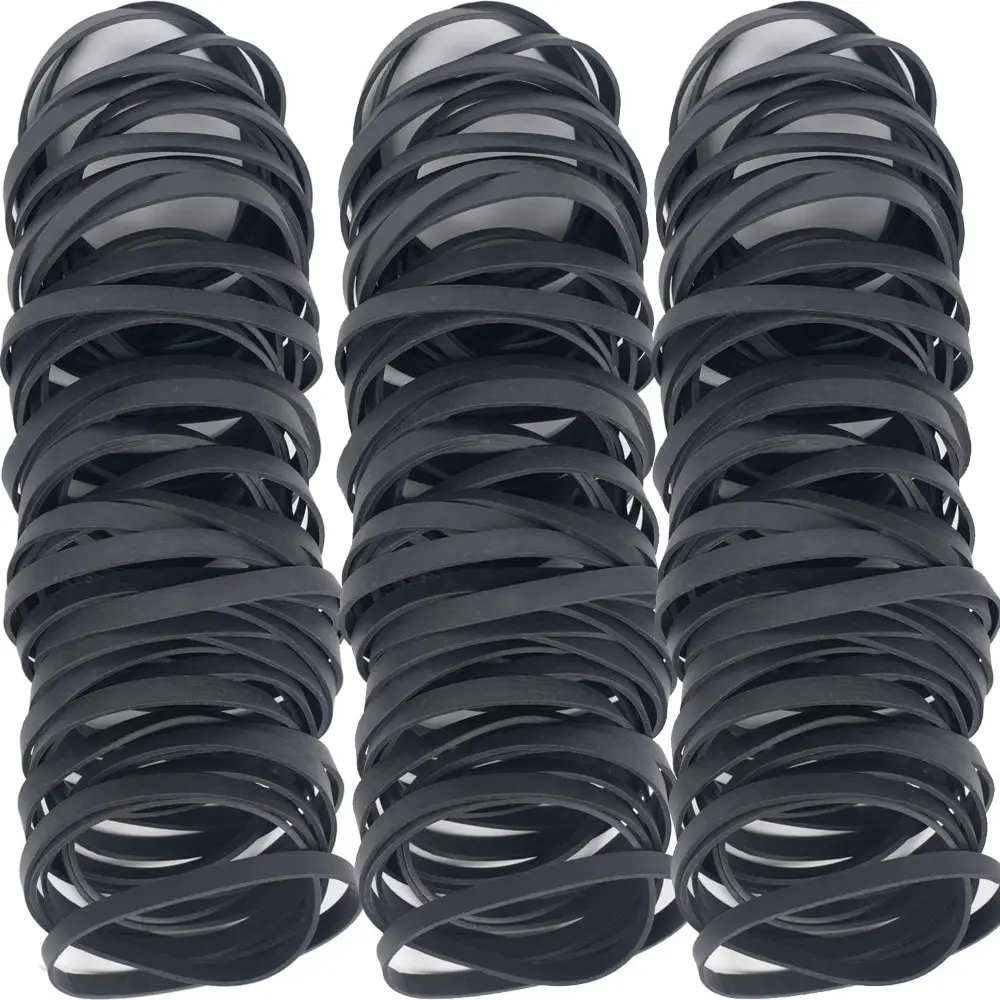 Reusable Black Quality Rubber Elastic Bands - 6.35mm Width, High Elasticity, Strong Tensile Strength, Convenient Office Accessories, Ideal for Bundling Office Files, 64-120 Pieces (Home Supplies), Convenience
