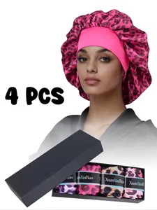 Leopard Print Hair Bonnet, Soft Comfortable Sleeping Bonnet, Hair Bonnet for Women & Girls, Fashion Accessories for Daily Use, Heatless, Sleeping Cap
