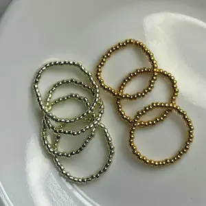 Gold & Silver Beaded Rings - Simple Stretchy Beaded Design as Shown Handmade