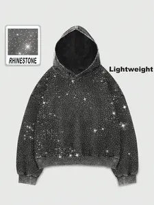 Rhinestone Glitter Unisex Spring Oversized Hoodies Sparkly Long Sleeve Shirts Party Hooded Sweatshirts Tops Rhinestone Glitter Unisex Spring Oversized Hoodies Sparkly Long Sleeve Shirts Party Hooded Sweatshirts Tops