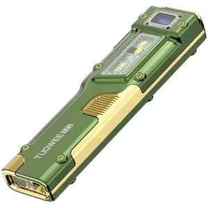 EDC Flat Tactical Torch, Red Alert Light, UV And White LED Combo Side Illumination, Portable Light, Outdoor Emergency Work Triple Illumination (Black), Rechargeable, Battery Level Indicator