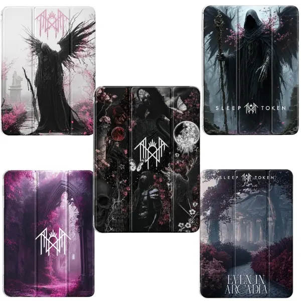 Sleep Token Inspired iPad Case, Dark Gothic iPad Case, Grim Reaper Tablet Cover, Fantasy Raven Folio Case, Gothic Floral Protective Case for iPad & Samsung Galaxy Tab, Dark Academia Gift