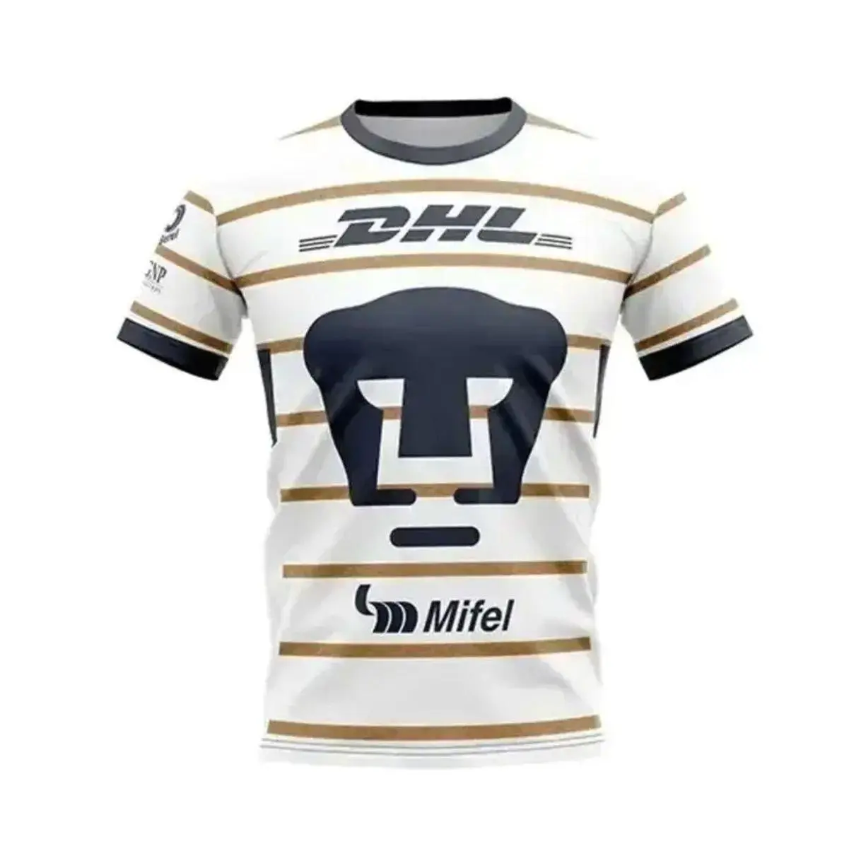 Pumas UNAM 2024/2025 Home & Away Soccer Jersey, Sizes S-5XL, Navy Gold or White Short Sleeve Football Shirts with Oversized Club Logo, Lightweight Breathable Quick-Dry Liga MX Fan Tops for Men and Women, Games, Training, Outdoor Sports and Casual Wear