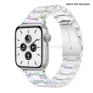 Shiny resin strap compatible with Apple Watch 49mm 46mm 45mm 44mm 42mm 41mm 40mm 38mm, women's fashionable resin strap, suitable for iWatch Ultra 3/2/1 series 11 10 9 8 7 SE 6 5 4 3 2 1 with tools to adjust size Smartwatch Strap