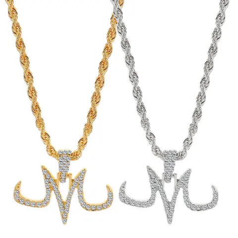 Dragon Ball DBZ Majin Buu M Majin Necklace Personalized Hip-Hop Pendant with Zircon Hip-Hop DBZ Necklace