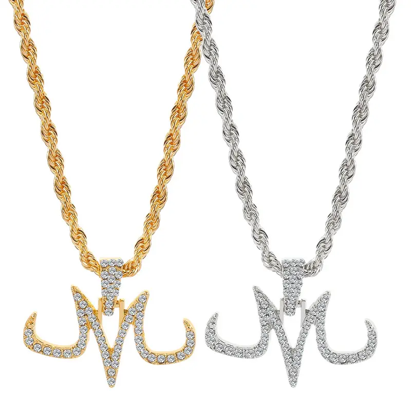 Dragon Ball DBZ Majin Buu M Majin Necklace Personalized Hip-Hop Pendant with Zircon Hip-Hop DBZ Necklace