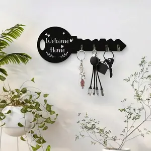Bohemian-Style Key Rack With Shelf And Hook，Key Shap - Easy To Install, Space-Saving Wall-Mounted Storage Rack For Keys, Jackets, Etc. - Suitable For Entryways, Kitchens, Offices, Key Racks, Porch Keychains