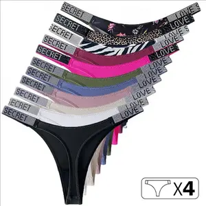 4PCS/Set Shiny Rhinestone Thong Women Low Waist Panties Sexy Underwear Ladies Briefs Lingere Underwear Womens Lingerie Thongs Tanga de piedra Rhein femenina