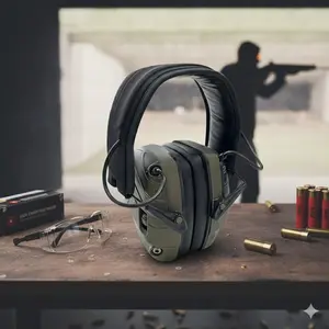 Foldable Tactical Earmuffs: Noise Cancelling & Sound Amplification for Shooting, Hunting, and Outdoors. Features High-Fidelity Audio, Adjustable Headband, and Compact Design. Perfect for Shooters and Outdoor Lovers.