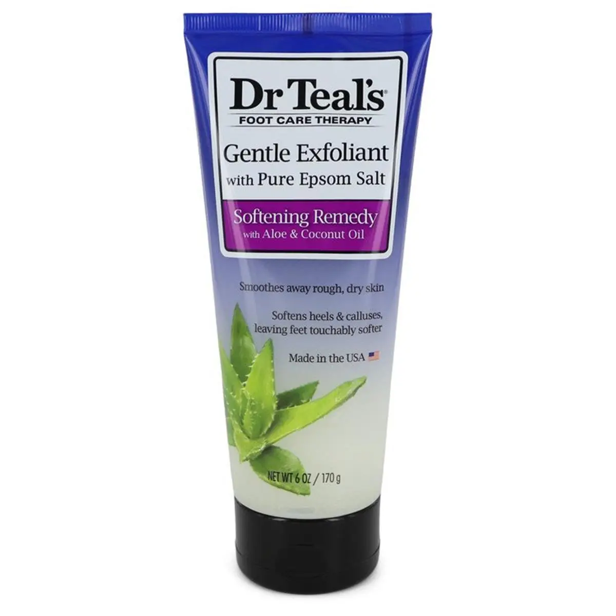 Dr Teal's Gentle Exfoliating Cleanser with Pure Epsom Salt, Aloe & Coconut Oil - Unisex Scented Softening Body Care for Daily Use, Coconut Fragrance, 6 oz Body Care Products