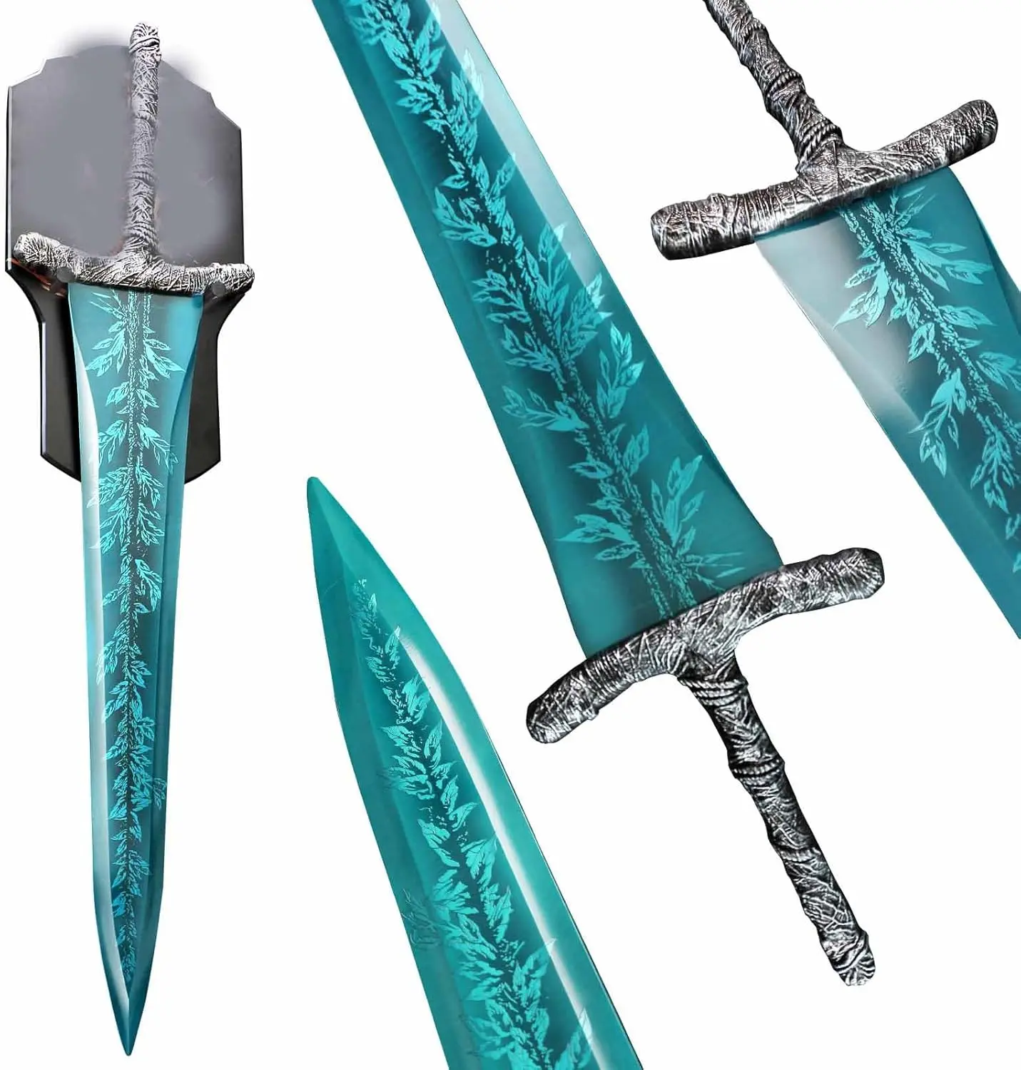 Fantasy Dark Moon Steel Sword Metal Replica - Knight Game Style Cosplay Prop, Home Hanging Decor for Display