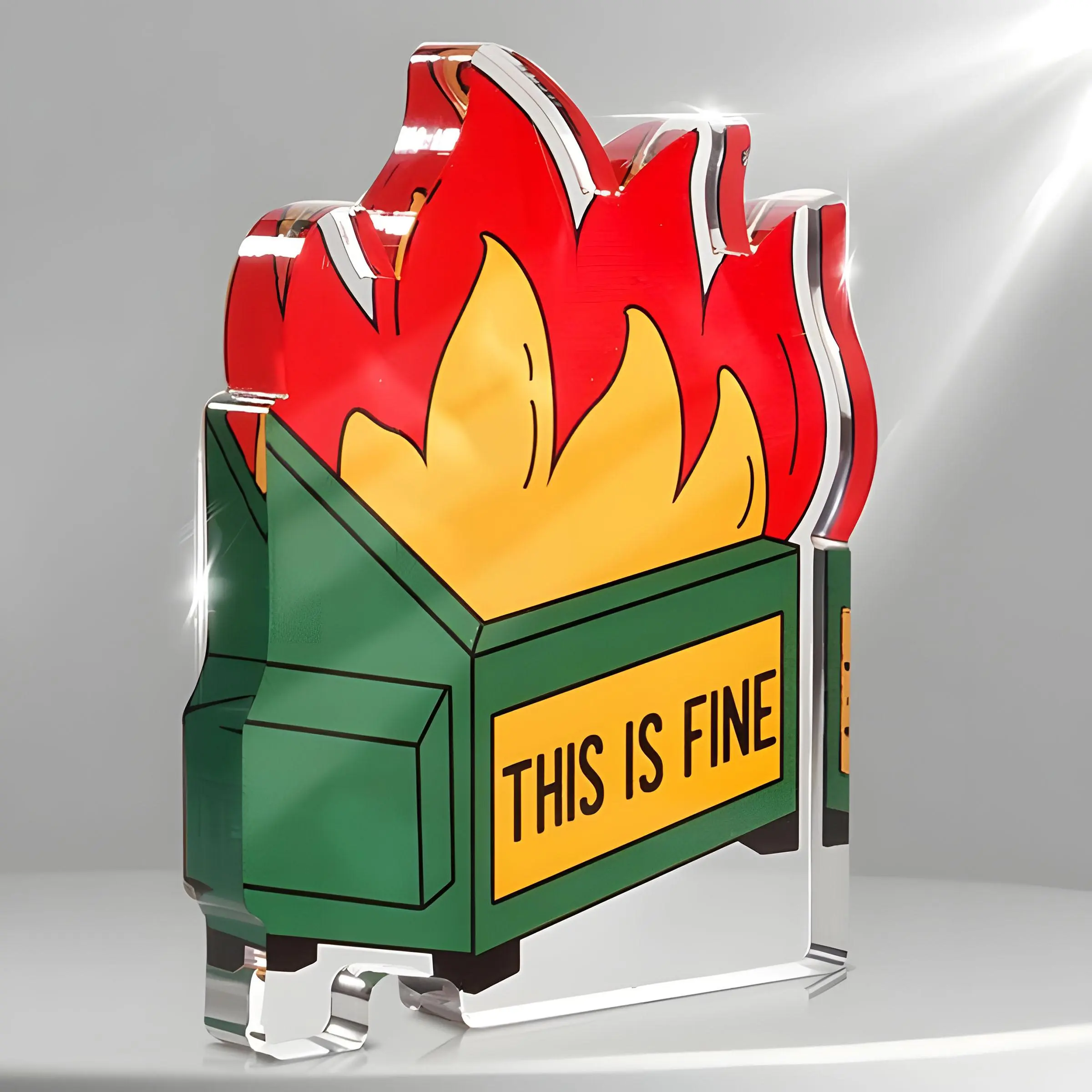 Fire Truck Design Acrylic Desktop Ornament, Creative Fire Truck Design Acrylic Desktop Ornament, Desk Organizer for Home Office, Decor