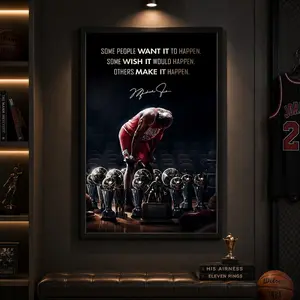 Michael Jordan GOAT Basketball Legend Canvas Poster - Sports Icon Motivational Wall Art for Game Room, Athletes - Funky Home Decor, Anime Bedroom Wall Decor