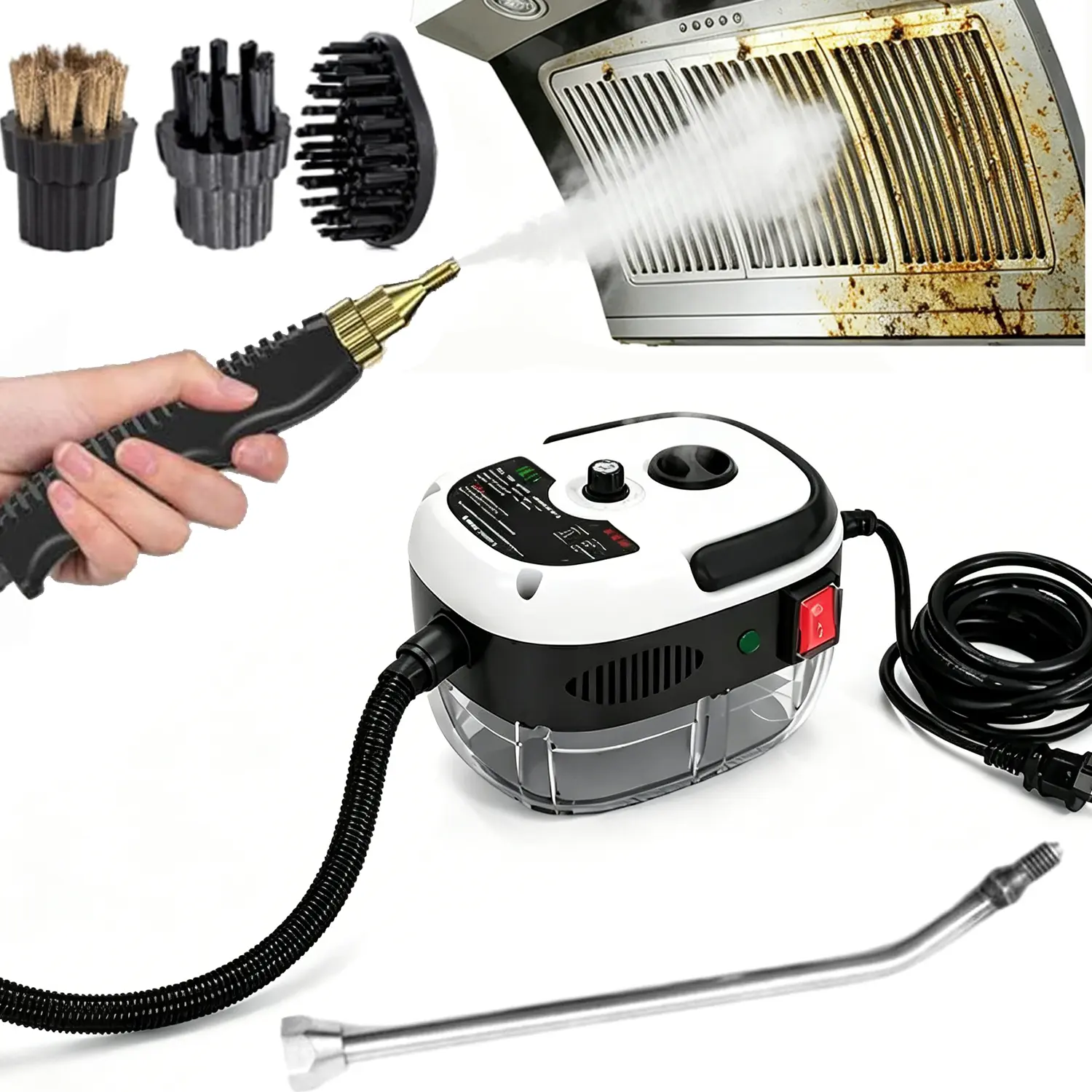 2026 Smart Steam Cleaner|4 Customized Accessories + 2m Flexible Tube|Turbo 221°F Steam & Pressure Output|1.2L Water Tank|Smart Temp Control for Delicate Surfaces|Covers Car Seats, Mattress, PVC Floor, Office Chair Deep Cleaning,Shower Glass Door Portab