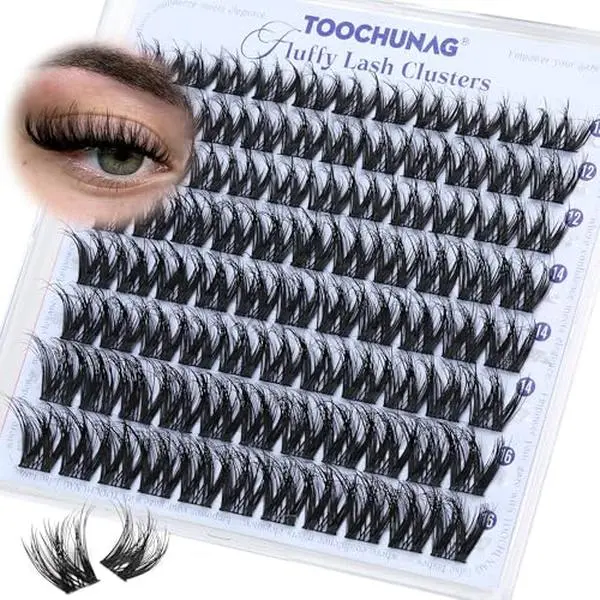 TOOCHUNAG Fluffy Lash Clusters Flaunt Eyelash Clusters Volume Cluster Eyelash Extensions Wispy Flora Lashes Clusters D Curl Cluster Lashes 10-16mm DIY Baddies Individual Lashes Extensions