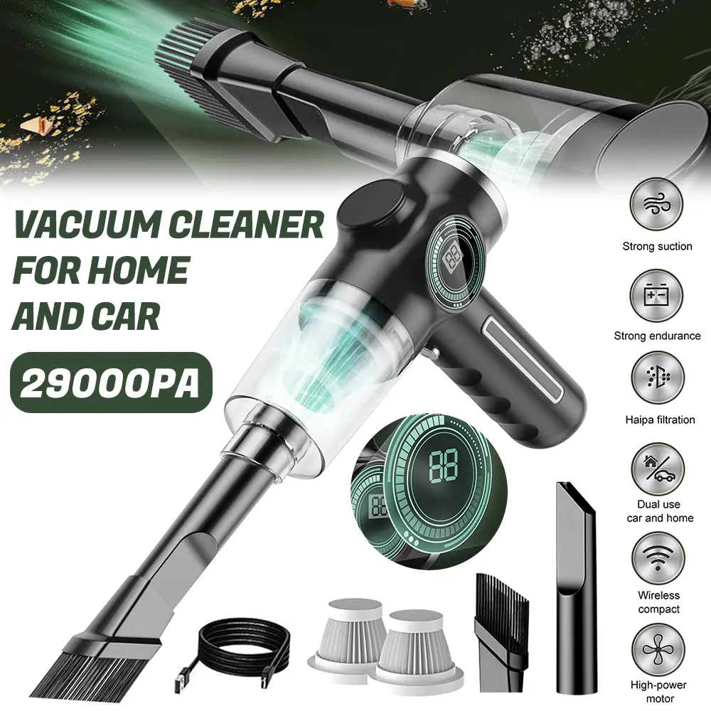 Handheld Vacuum Cleaner, 29000PA Strong Suction Home & Car Vacuum with Long Endurance and Haipa Filtration