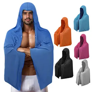 Cooling Sun Protection Hooded Towel Cape, Quick Dry Oversized Boxing Fitness Outdoor Beach Towel, Absorbent Ice Cold Hooded Shawl for Sports Beach Outdoor Activities