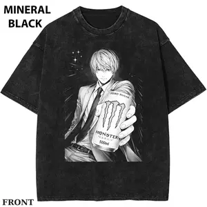 Light Yagami x Monster T-shirt, anime Death Note T-shirt, Black White Anime Shirt, Manga Core Graphic Tee, Minimalist Aesthetic Outfit, Sigma Male Anime Style