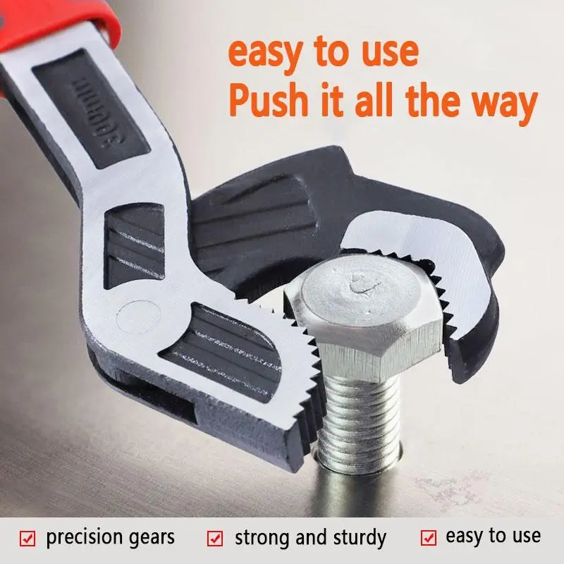 10 in Heavy-Duty Flexible Self-Locking Quick-Opening Ratchet Pipe Wrench, Multi-Size Metal Hand Tool for Heavy-Duty Tasks, Easy to Use with Ratchet Function, Ideal for Hardware Industrial Water Heating Pipe Work (6/8/10/12 in Options)