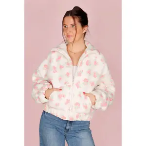 Pink Floral Sherpa Jacket