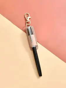 Portable Faux Leather Pen Holder Keychain, Multi-Purpose Neck Hanging Accessory, Durable Metal Buckle Design, Ideal for Office & Travel Use, Keychain For Bags