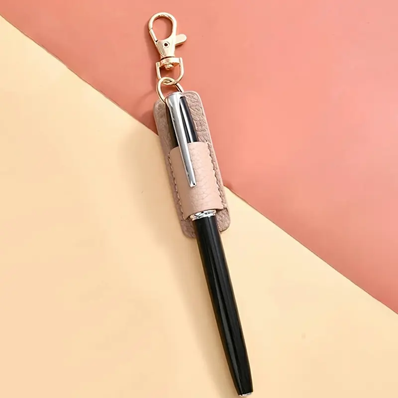Portable Faux Leather Pen Holder Keychain, Multi-Purpose Neck Hanging Accessory, Durable Metal Buckle Design, Ideal for Office & Travel Use, Keychain For Bags, Multi Function Keychain, Multifunctional Keychain