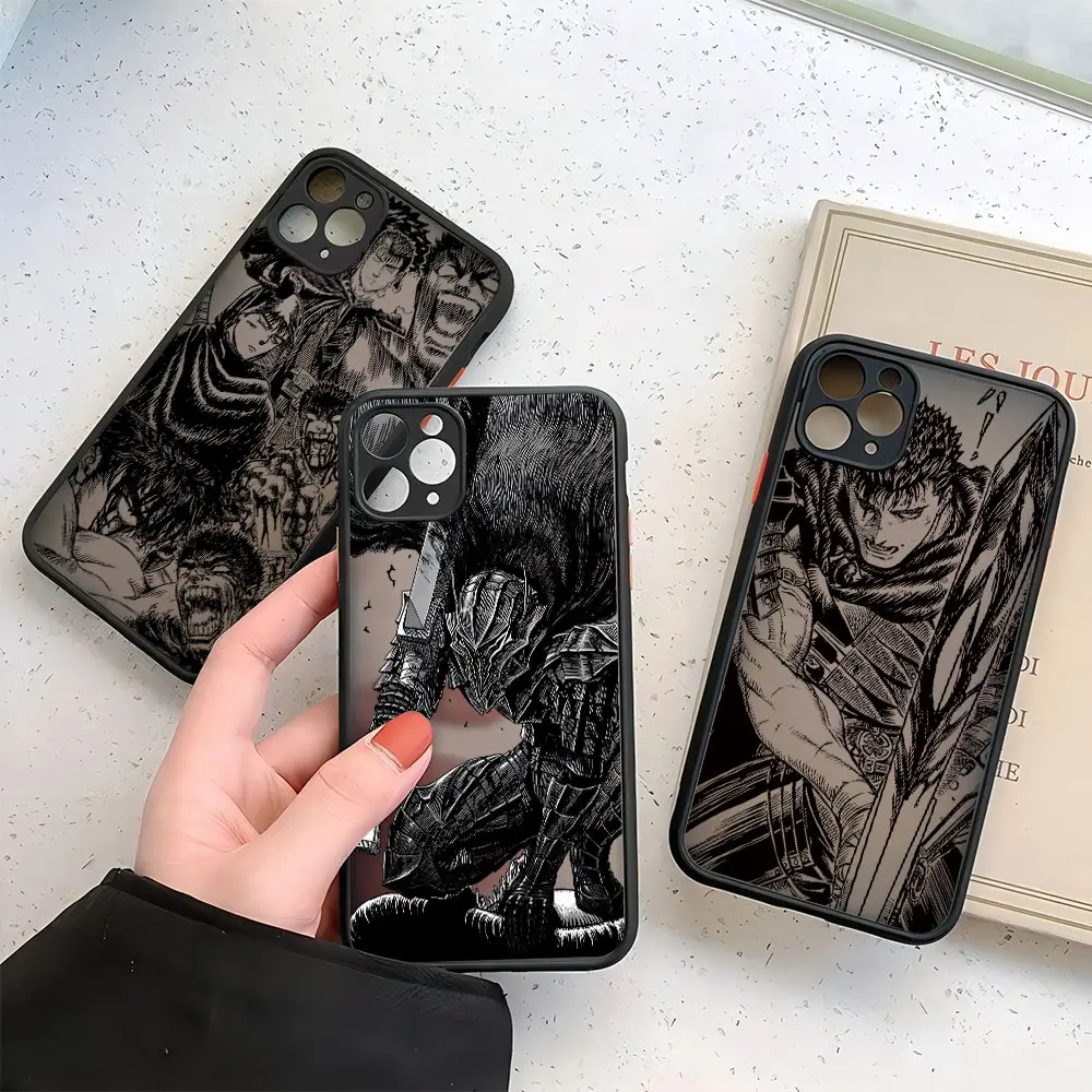 Berserk Guts Personalized Colorful Anime Smartphone Case - Matte Transparent Back Cover with Protection, Resistance, Full Coverage for iPhone 17 Air,16,15,14,13,12,11,Mini,Pro Max,X,XR,XS Max,7,8 Plus - Animal-Themed Mobile Phone Accessories-FGK-GY, Tpu