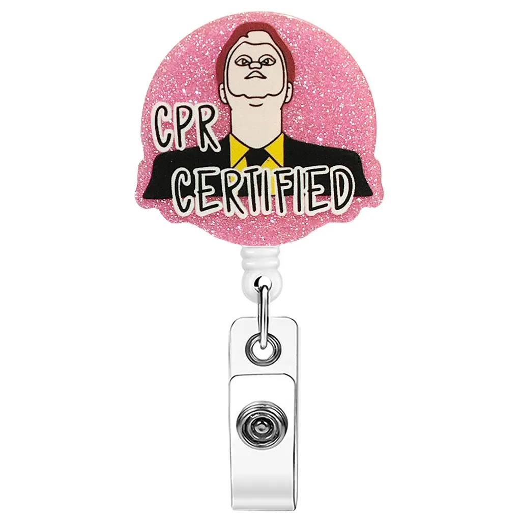 Obsessed Cpr Certified Funny Cartoon Badge Reel, Medical Badge Reel, Nursing Badge Reel, Id Badge Holder, Sparkly ID Clip, Id Access, Perfect for Healthcare First Aid Workers, Viral Tiktok Pick