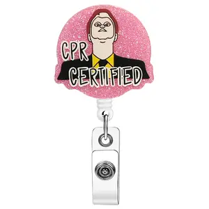 Obsessed Cpr Certified Funny Cartoon Badge Reel, Id Badge Holder, Sparkly ID Clip, Id Access, Perfect for Healthcare First Aid Workers, Viral Tiktok Pick