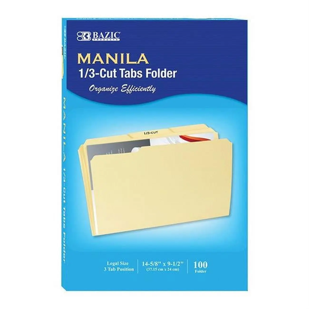 Bazic Products 3181-5 Manila Legal Size Brown Paper Filing Folder, 0.33 in. Cut, 100 Per Box - 5-Pack, Stationary Folders, Budget-Friendly Office Filing Solution