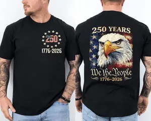 250 Years America Patriotic USA Flag 250th Anniversary 1776 2026 2 Sided T-Shirt